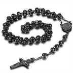 Collar de acero inoxidable para hombre con cuentas en forma de Y de la Biblia de Jesús