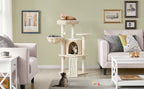 Costoffs Árbol para gatos de 107 cm con plataforma de observación, cueva para gatos, 5 postes de sisal, cueva de descanso, rascador y bola de felpa colgante, mueble para gatos