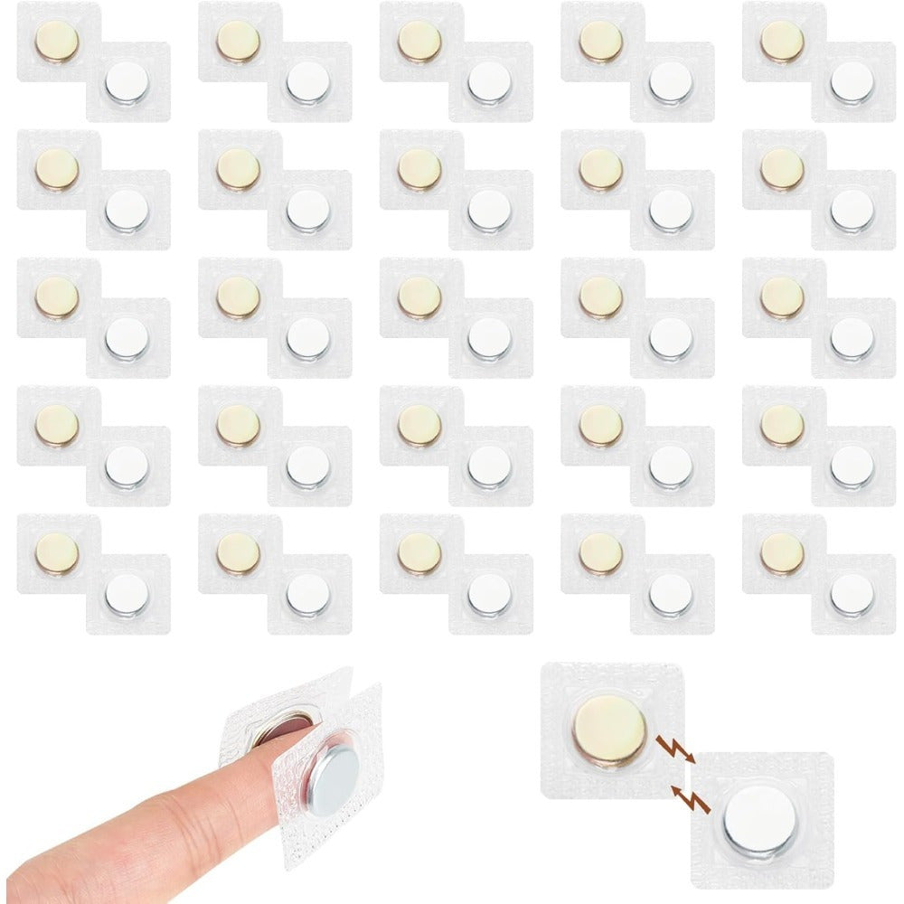 Juego de 50 imanes de 1.5 cm, ideales para proyectos de costura, con botones magnéticos ocultos, película arrugada, broches y cierres invisibles para bolsos. Perfectos para tela, bolsos, ropa y manualidades de cuero