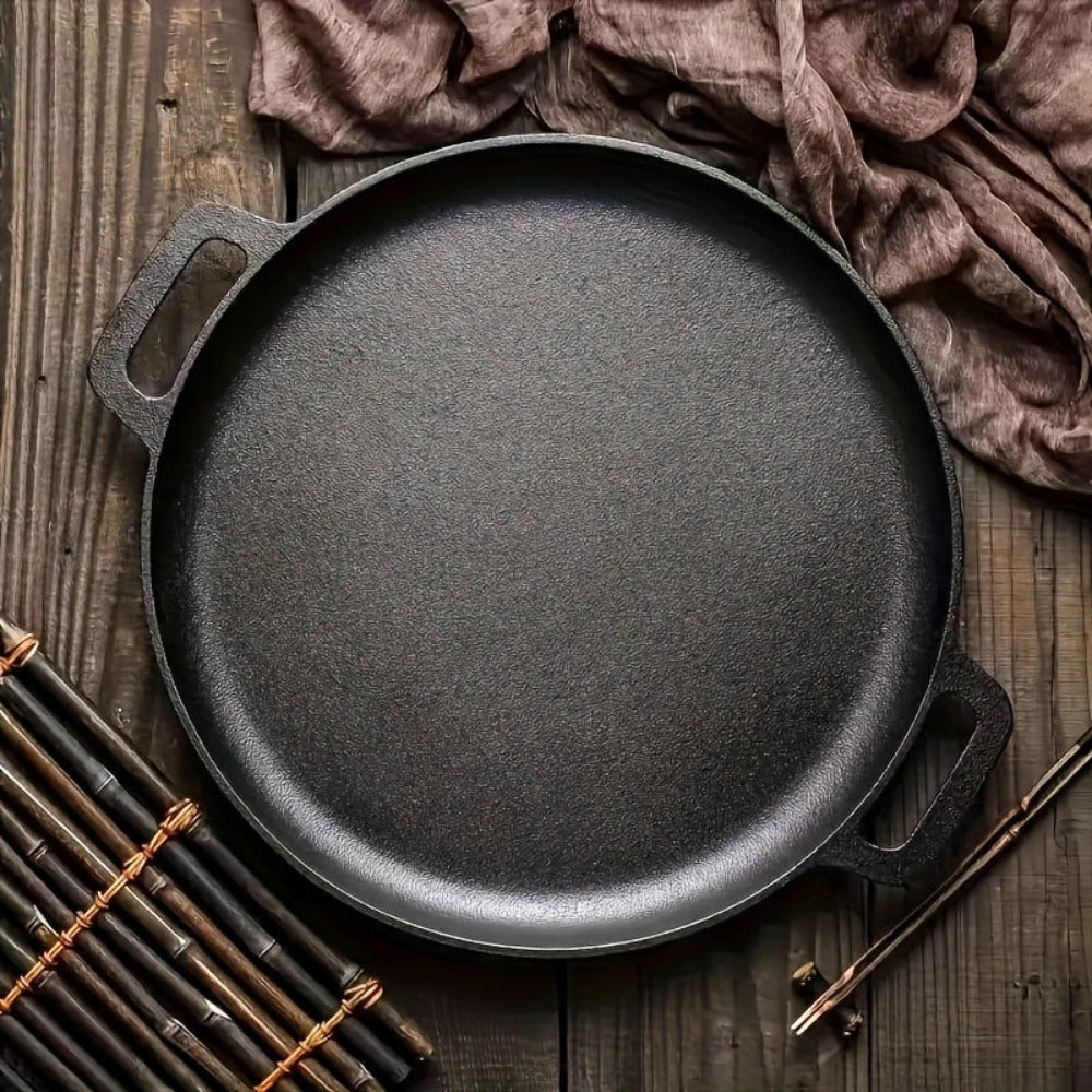 Sartén plancha multifunción de hierro fundido, 1 pieza - Sartén antiadherente para pizza, barbacoa, panqueques - Compatible con todas las estufas, ideal para cocina doméstica y cocina al aire libre