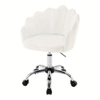 1 Silla de oficina para el hogar, Silla de escritorio, Silla de maquillaje, Silla de terciopelo con respaldo en forma de pétalo - Cómoda y hermosa, Silla giratoria con ruedas, Altura de silla ajustable, Base de metal, Fácil de montar