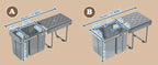 Cubo de Basura Empotrado Debajo del Gabinete, Contenedor de Residuos de Cocina, Recogedor de Basura Extensible, Sistema de Separación de Residuos con Rieles Telescópicos, Gris