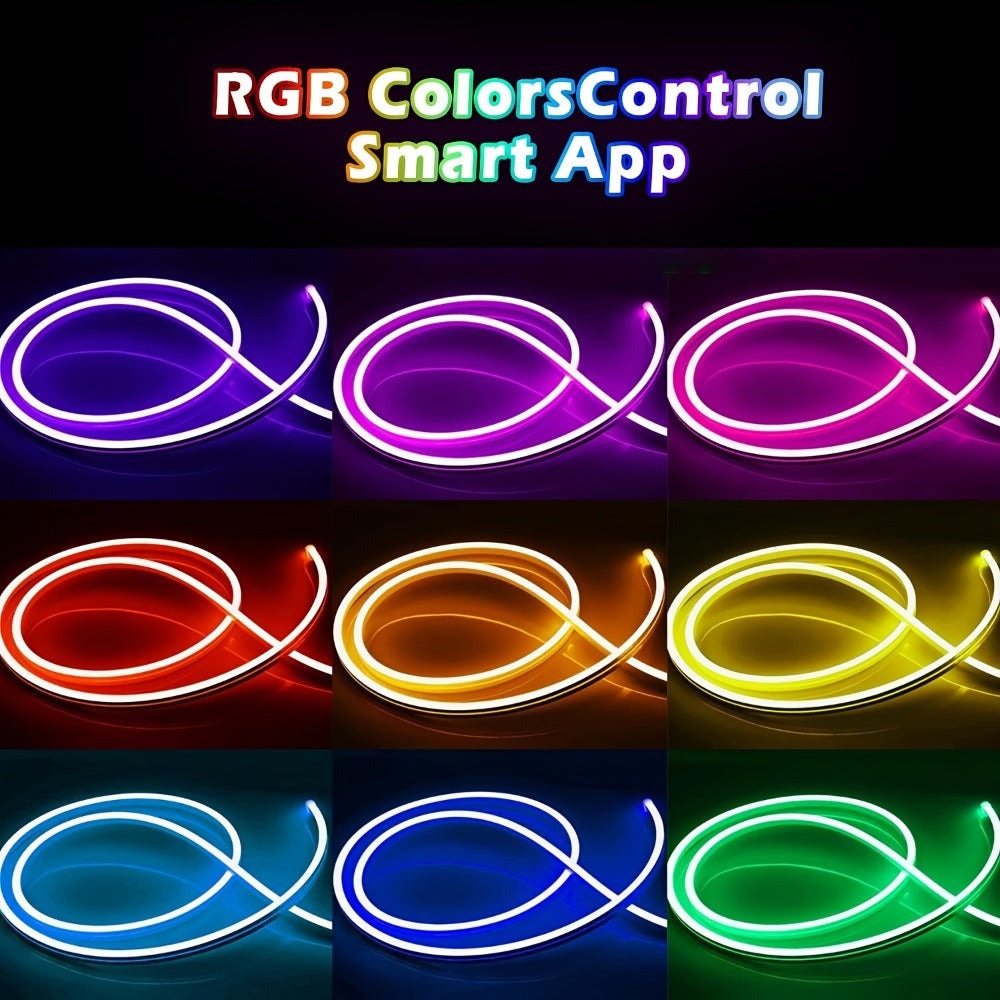 Tira de Luz LED RGB Neon de 30m/20m/15m/10m/5m con Sincronización Musical, Tira Flexible de 24V con Aplicación y Control Remoto, Tira de Luz Exterior IP"67", Ideal para Dormitorio, Habitación y Decoración Exterior