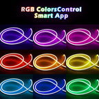 Tira de Luz LED RGB Neon de 30m/20m/15m/10m/5m con Sincronización Musical, Tira Flexible de 24V con Aplicación y Control Remoto, Tira de Luz Exterior IP"67", Ideal para Dormitorio, Habitación y Decoración Exterior