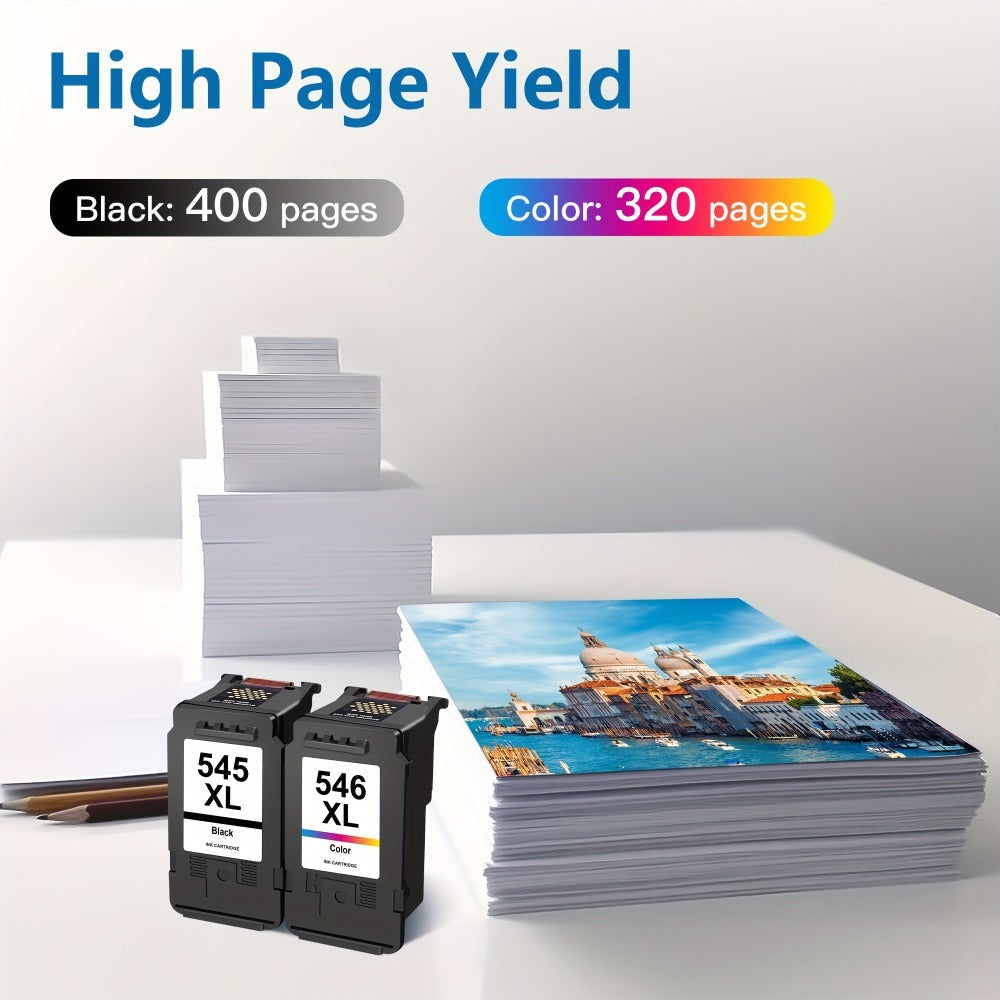 Paquete de tinta de alta rendimiento 545XL 546XL para impresoras Canon Pixma TR4551 TS3355 MG2550 TS3150 MG3050 TR4550 TS3350 MG2950 TS3100, 2 unidades