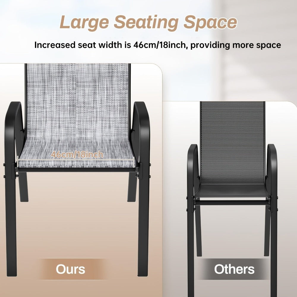 4pcs/6pcs Silla de Comedor, Silla de Balcón Apilable con Respaldo Alto, Tela Textilene, Estructura de Acero, Adecuada para Jardín, Patio, Balcón, Restaurante, Capacidad de Carga 150kg