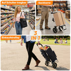 Carrito de compras plegable ajustable plegable | Supermercado camping y transporte diario