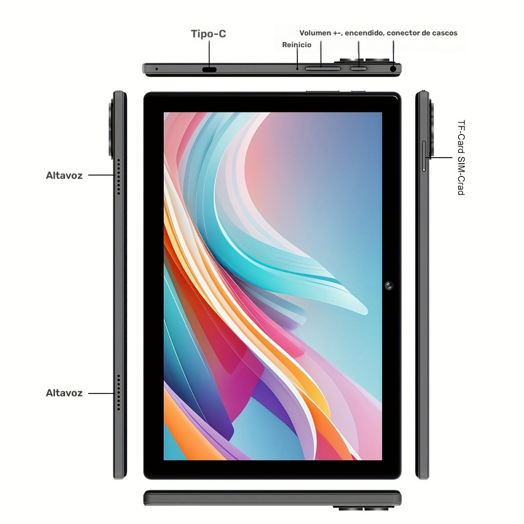 Tablet | CRELANDER Tablet PC Android 13 con pantalla táctil de 10.1 pulgadas 1280 X 800 IPS de alta definición, viene con adicionales (Teclado