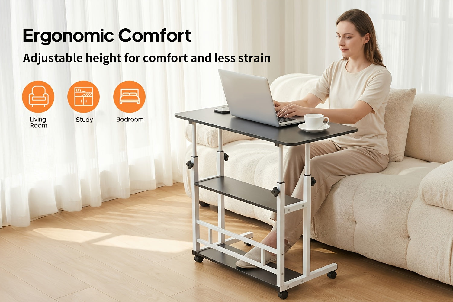 Escritorio para teletrabajo y estudio | 80 cm y ajustable