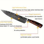 Juego de 8 cuchillos, Cuchillo de chef, Cuchillo de cocina universal, Acero inoxidable alemán, Mangos ergonómicos de Pakkawood para restaurante doméstico