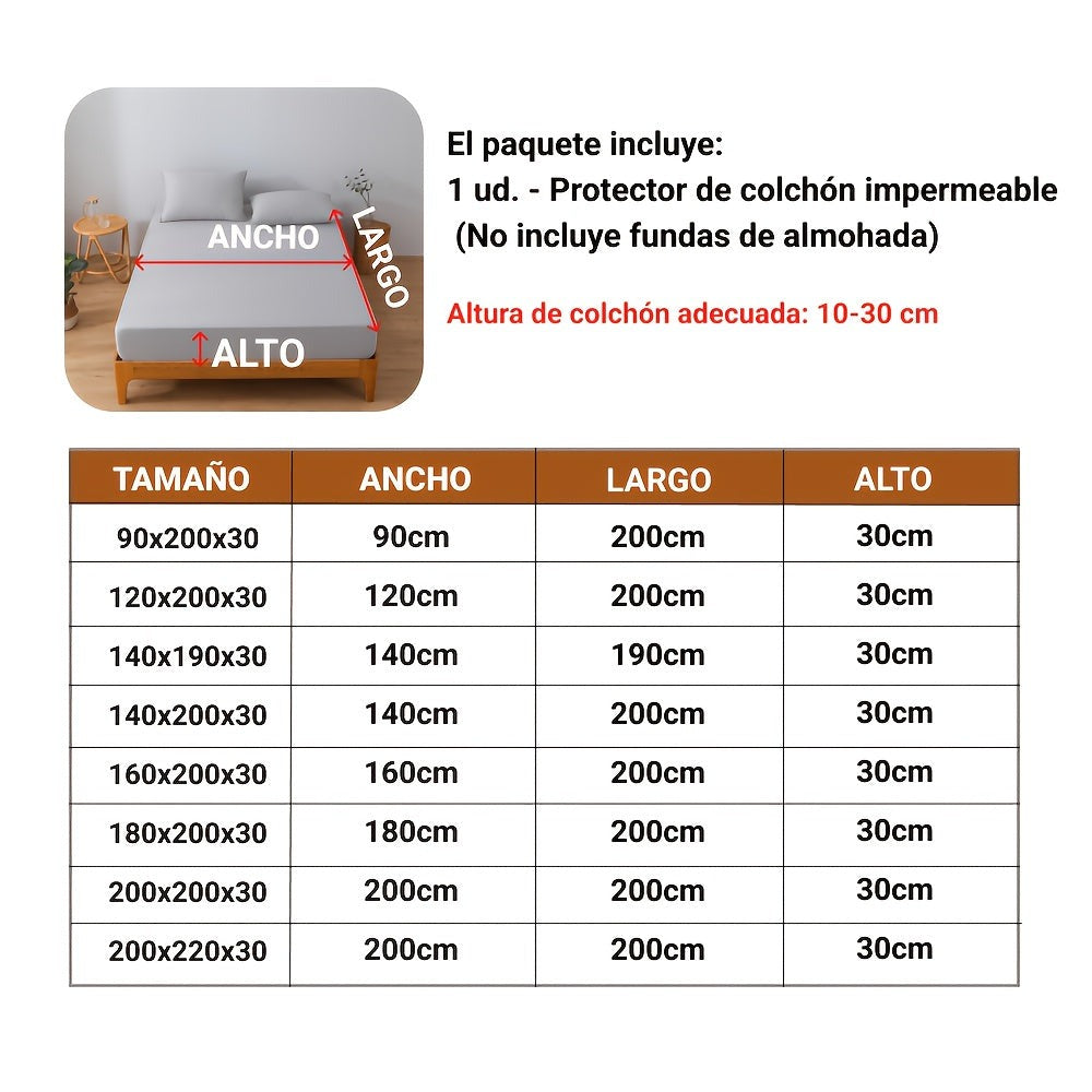 Funda de colchón súper suave, transpirable e impermeable - Sábanas ajustables de color sólido, muy elásticas y fáciles de limpiar para dormitorios, habitaciones de invitados, hoteles y residencias estudiantiles (no incluye funda de almohada ni relleno)