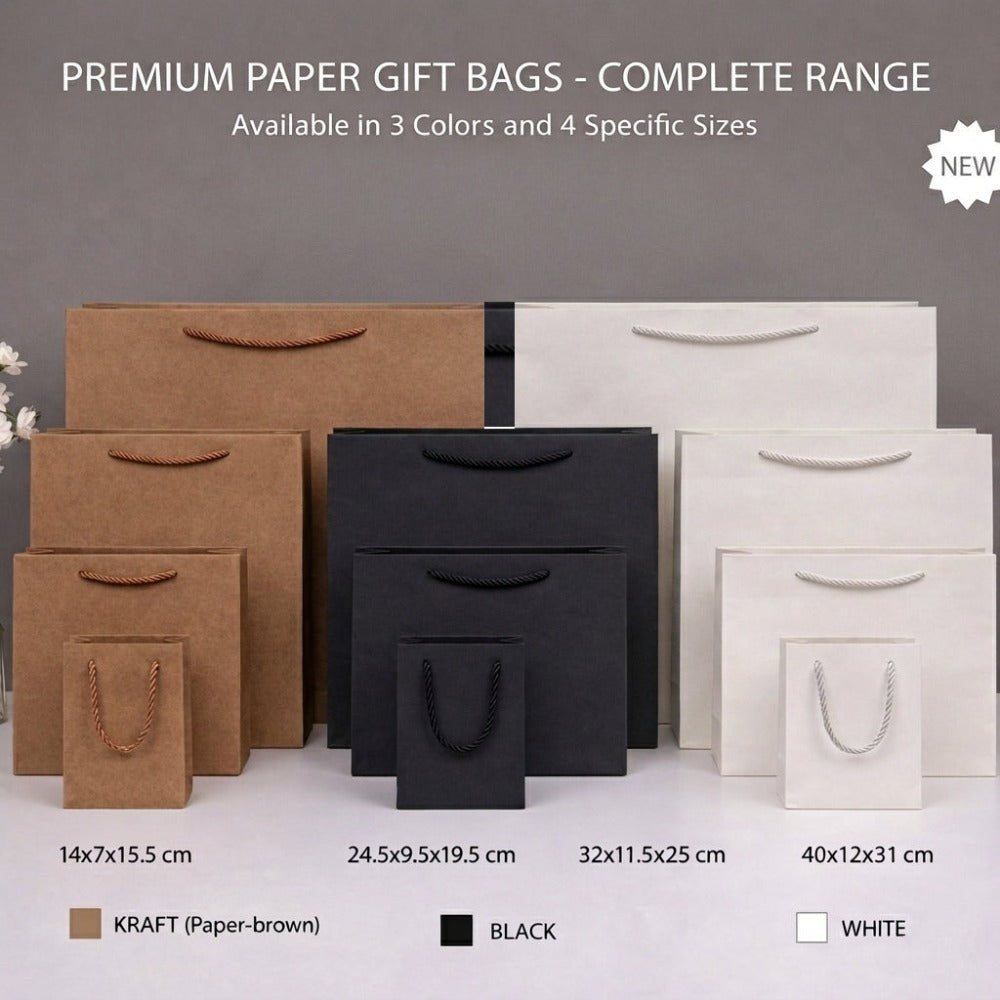 Pack de 12 Bolsas LUJO para Regalo con Asas de Cuerda,Bolsa Premium de Papel Grueso 230GSM，Fondo Reforzado, Ideales para Regalos, Eventos y Uso Profesional