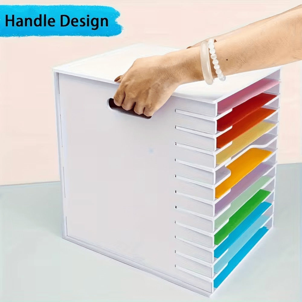 Organizador de papel para álbumes de recortes de varios tamaños, carpeta de almacenamiento clasificadora de archivos de 12 niveles, estante de escritorio para papel de scrapbooking, apto para oficina en casa, tamaño grande/mediano/pequeño, almacenamiento