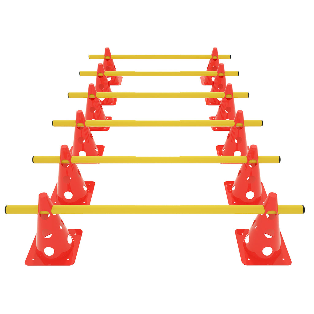 Juego de entrenamiento de agilidad para perros - 12 conos y 6 barras ajustables para ejercicios de coordinación, juego de 6 piezas