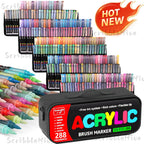 Rotuladores | Guangna Juego de rotuladores acrílicos nuevos de 288/240 colores, tinta líquida, rotuladores de dibujo artístico, empaque elegante