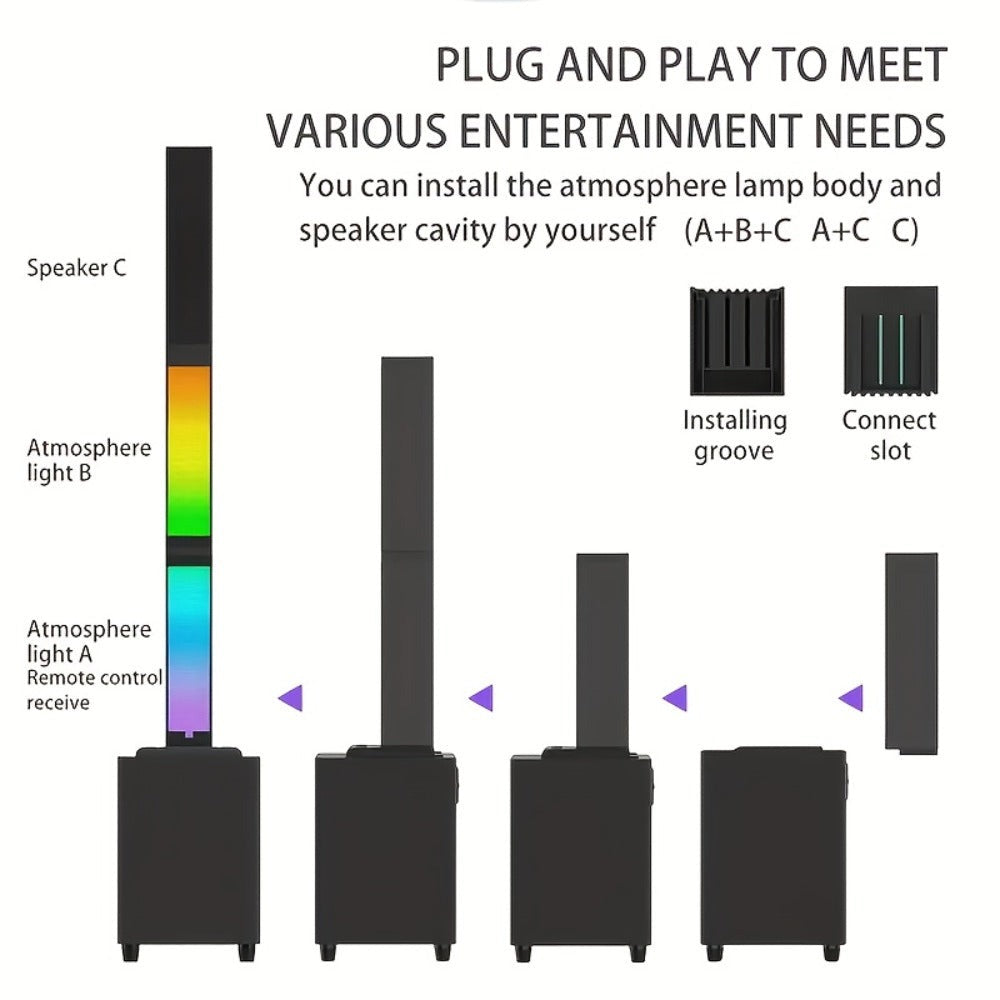 Sistema de megafonía portátil Active Powered Column Line Array, altavoz sin varillas con subwoofer, sistema de sonido de altavoz TWS, altavoz de audio sin varillas tipo división con mezclador de 3 canales, altavoces inalámbricos potentes y ruidosos, luces