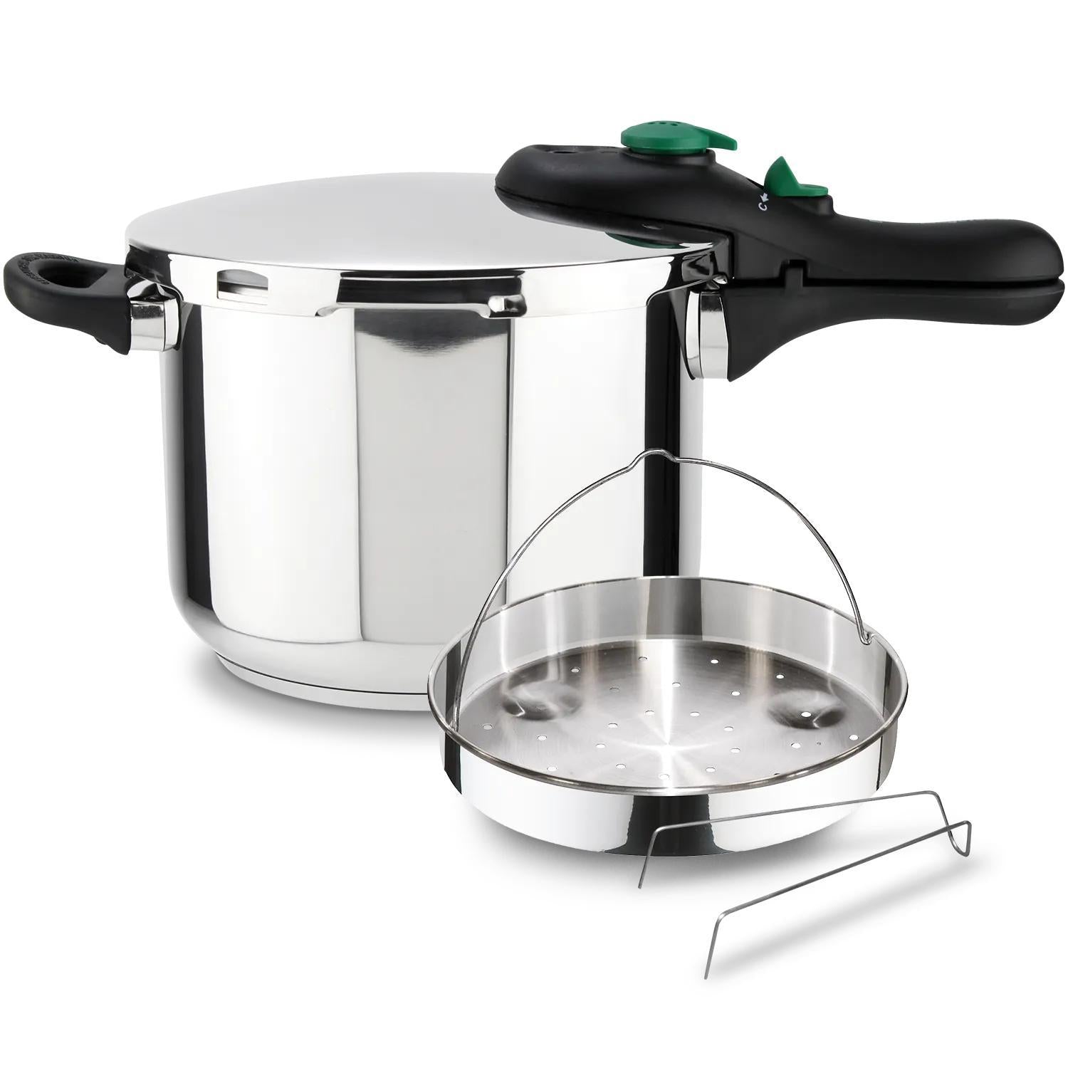 Magefesa DYNAMIC - Juego de Olla Express Rápida + Cestillo, Acero Inoxidable 18/10, Eficiencia Energética, Todo Tipo de Cocinas, Inducción