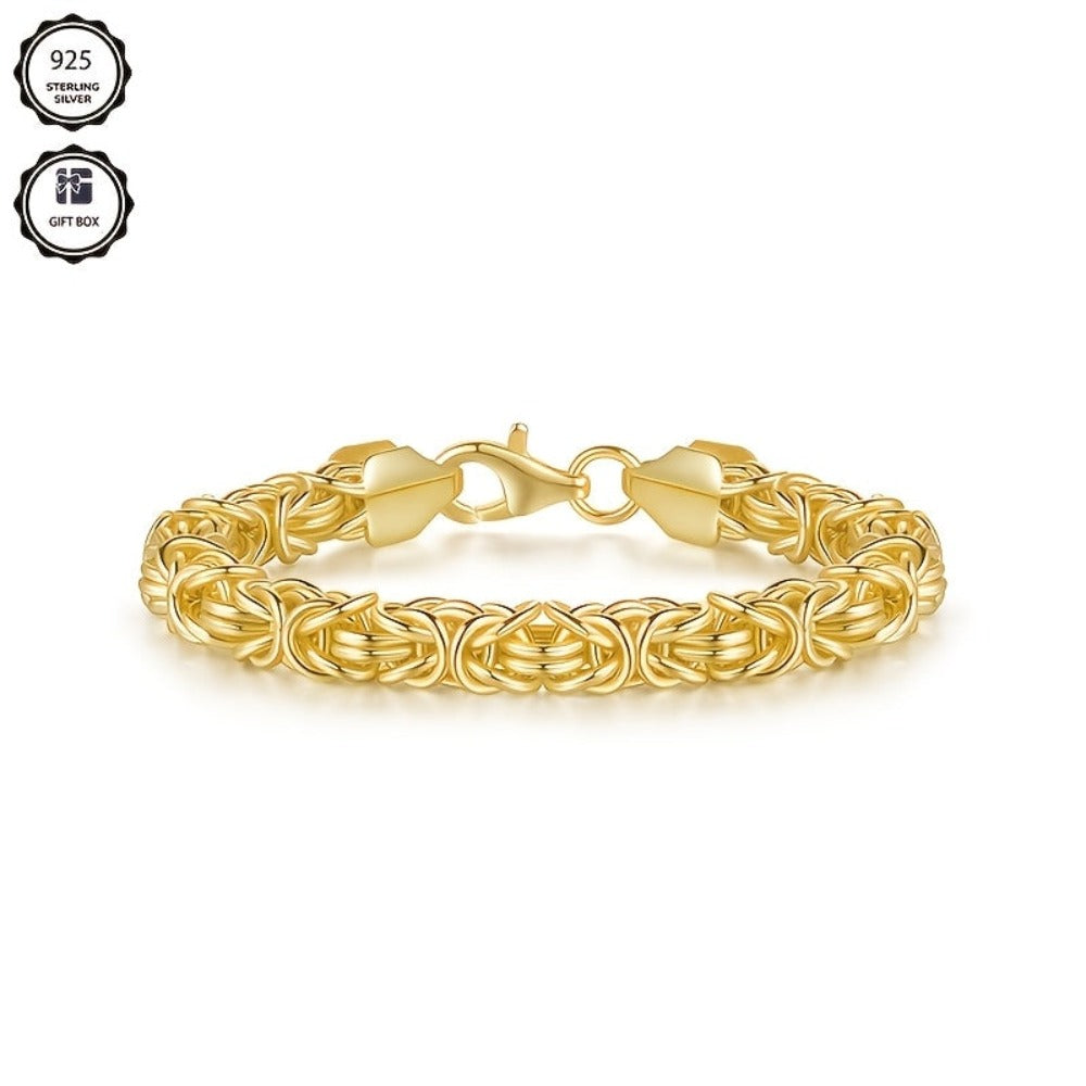 Pulsera de mujer con cuerda de hierba dorada, 925 plata de ley, estilo elegante para las fiestas, regalo perfecto para damas, presentada en una hermosa caja de regalo