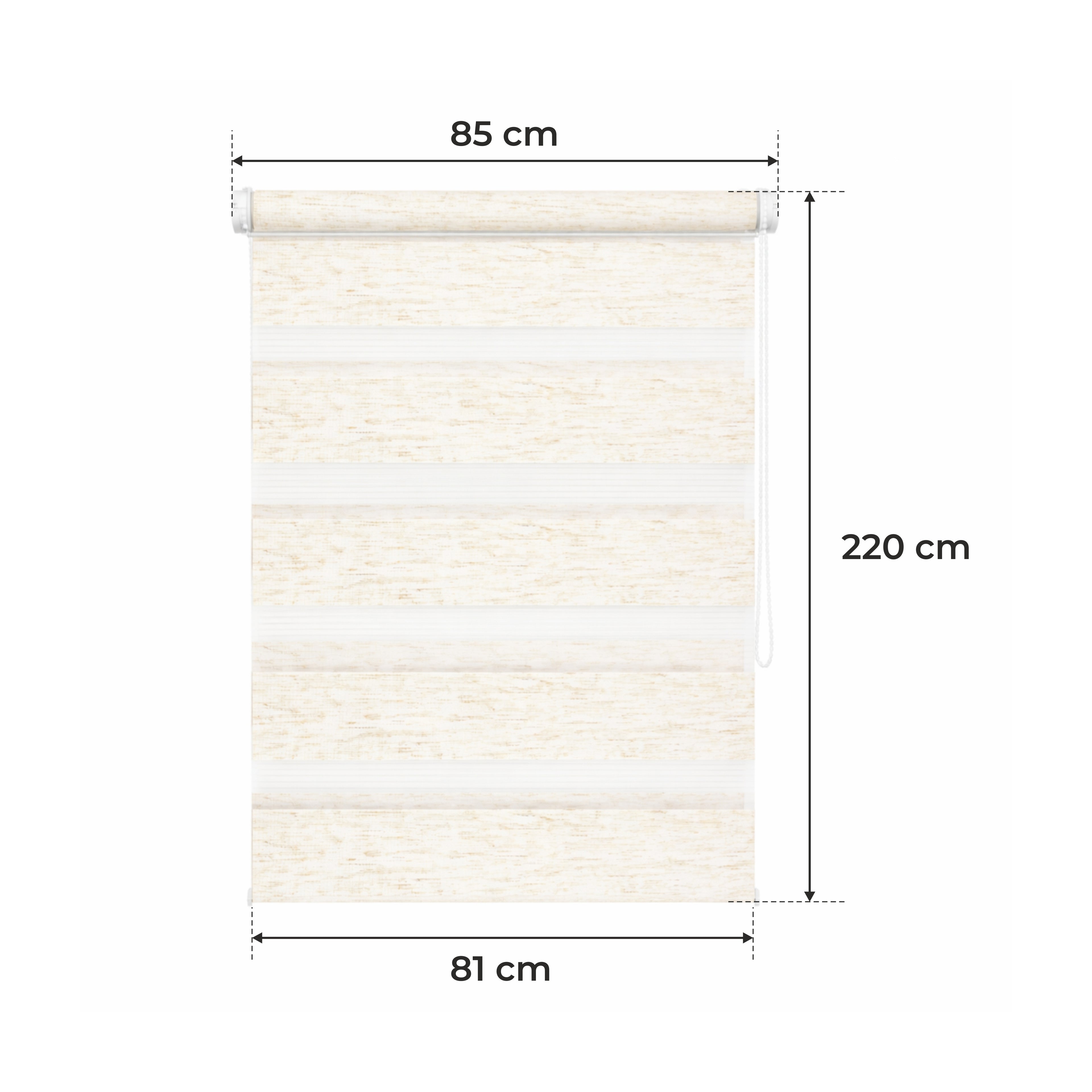 Persiana Día y Noche - Beige Melange - 32 Tamaños - BOJANEK Día y Noche - Instalación No Invasiva en Ventanas, Sin Necesidad de Taladrar, Ajuste por Cadena, Soportes Ajustables para Diferentes Grosos de Ventanas, Diseño Moderno, Protección de Luz y Privac