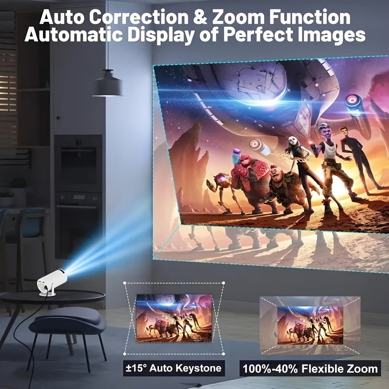 Proyector | Mini Proyector Inteligente - Soporte Local 720P para 4K, Android 11+, Wifi 6 y Wireless 5.3, Rotación de 180°, Compatibilidad