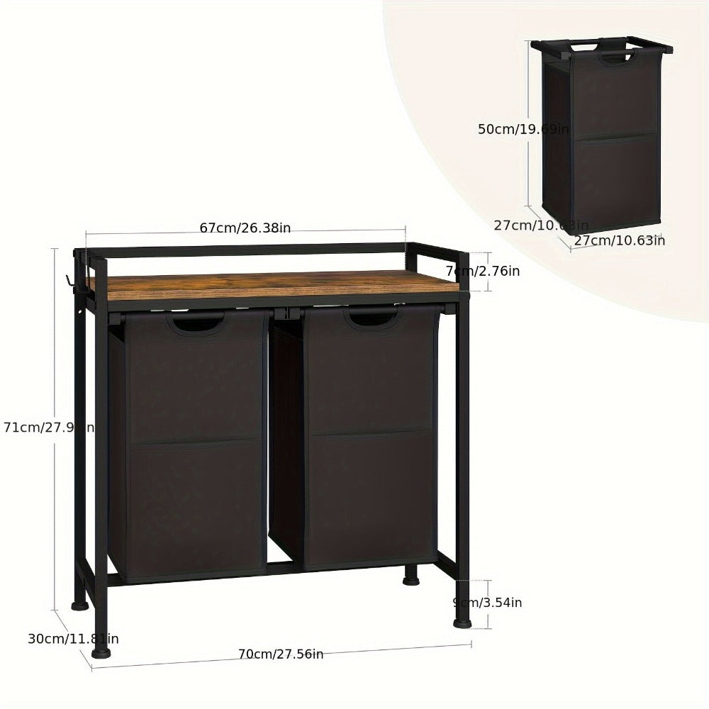 Cesto de lavandería con compartimentos, recolector de ropa sucia con estructura de metal, cesto para ropa sucia, bolsa de lavandería de tela Oxford desmontable, clasificador de ropa, contenedor de lavandería, para baño, dormitorio, cestos de lavandería