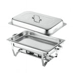 Juego de calentador de alimentos de acero inoxidable, plateado - Incluye tapa aislada, bandeja de agua, bandeja para alimentos, marco, rejilla de combustible - Adecuado para uso comercial y doméstico, utensilios de bufé con tapa cuadrada de acero inoxidab