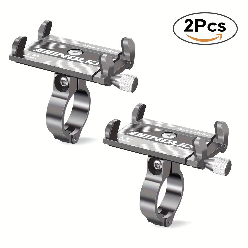 2 soportes de teléfono de aleación de aluminio para bicicleta, motocicleta y navegación, 2 unidades