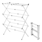 Estructura plegable para secar ropa, estructura de secado de acero portátil, resistente a la corrosión, extensible y ajustable a la cantidad de ropa, estructura de secado de metal vertical plegable con 3 niveles, estructura de secado de ropa extensible pa