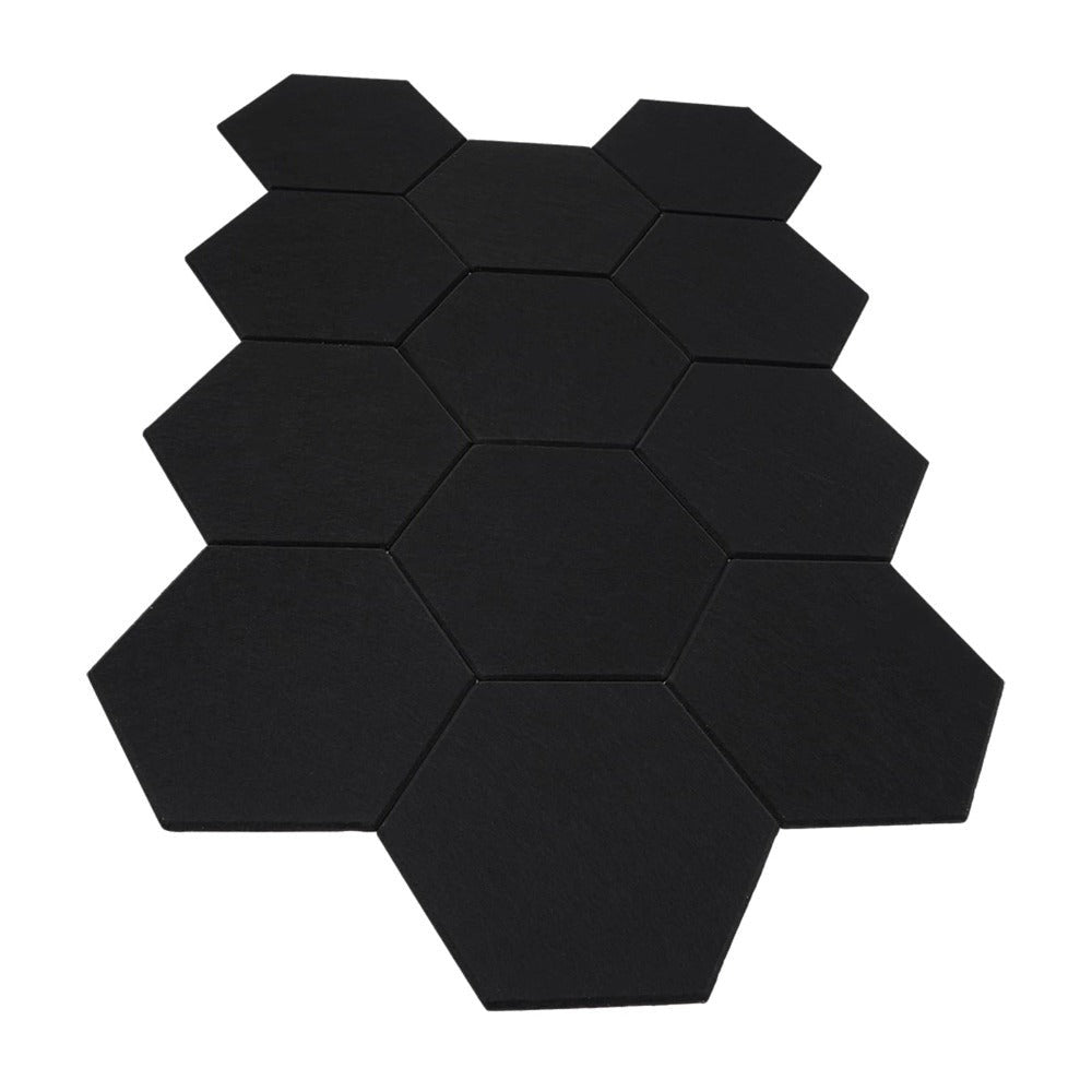 12 Paneles Acústicos Autoadhesivos | Paneles de Pared Insonorizados Hexagonales de Espuma Acústica de 30*35cm Fibra de Poliéster para Estudios de Grabación Negro