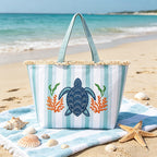 Bolso Tote de playa con estampado de animales marinos, bolso de gran capacidad para mujer, bolso bandolera, ideal para playa, piscina, viajes y uso diario