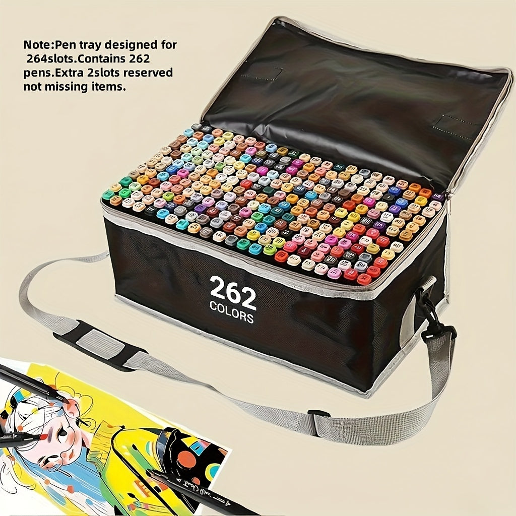 Juego de rotuladores de dibujo de doble punta de 262 colores con marcadores de punta, adecuados para colorear para adultos, suministros de artista, bocetos, animación y caligrafía - Tinta a base de agua para aficionados, profesionales, regalos de Navidad