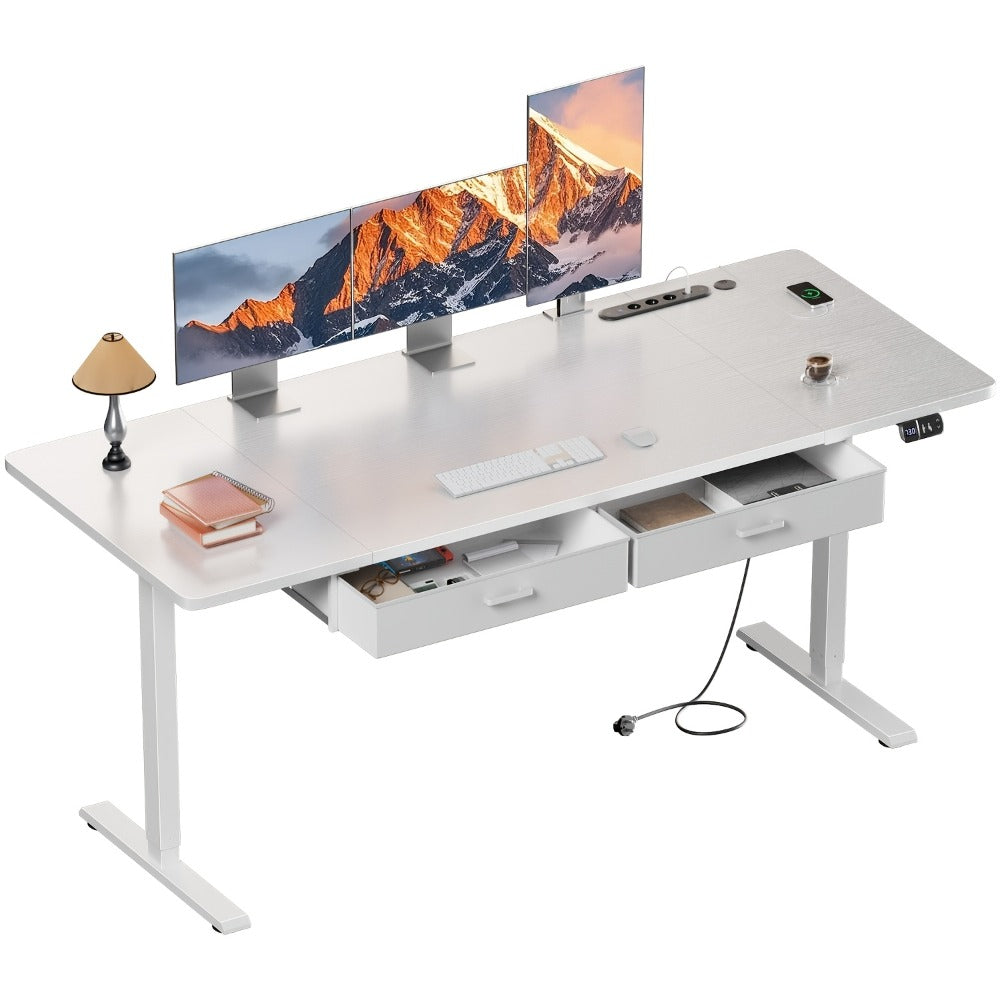 Escritorio Eléctrico Extra Grande Ajustable en Altura, Escritorio Eléctrico Vertical, Escritorio de Ordenador Ajustable en Altura, Mesa de Oficina Gaming Vertical con 2 Ganchos, para Oficina Moderna, Adultos