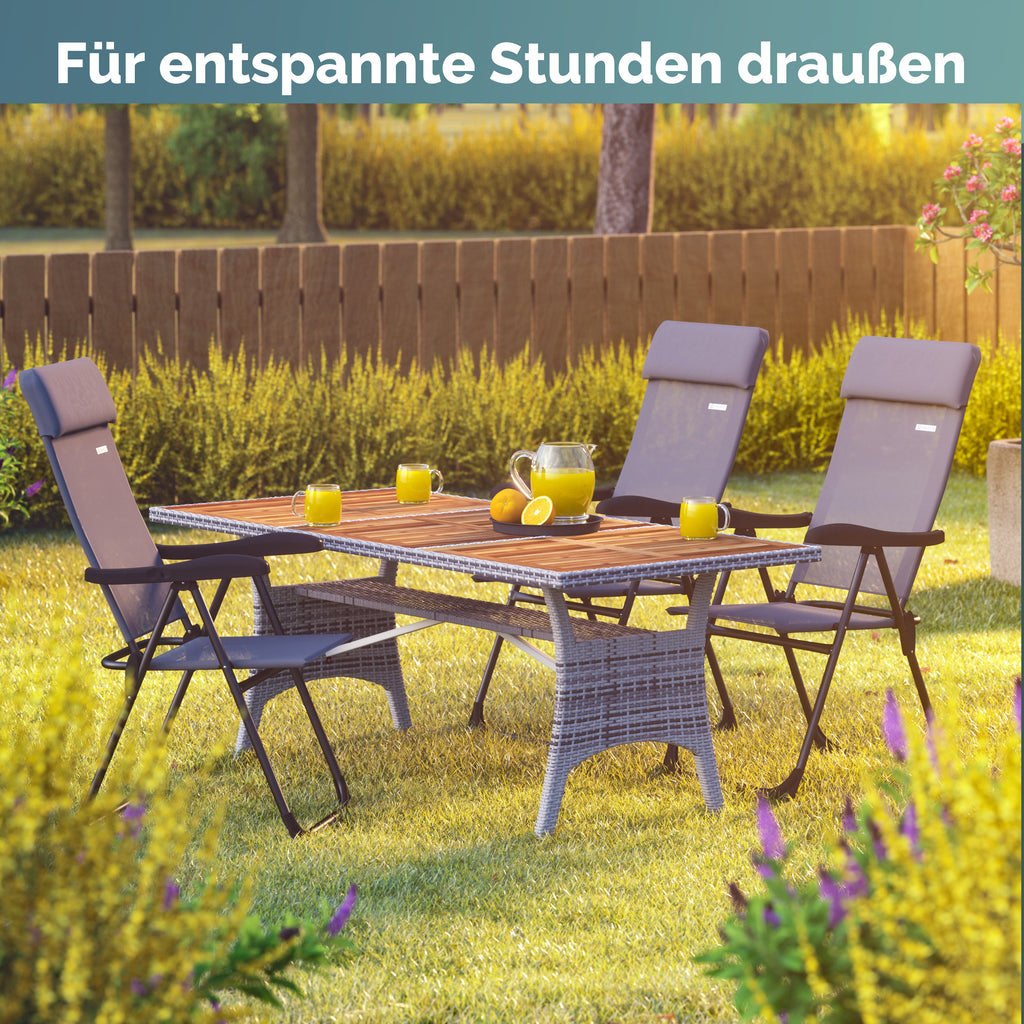 CASARIA® Sillas de Jardín Juego de 4 Plegables Ajustables en 7 Direcciones de Aluminio con Respaldo Alto Función Reclinable Silla de Camping Plegable para Balcón Silla Plegable Respaldo Alto