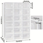 1pc Zapatero, con 18 Cajas Apilables para Zapatos, Sistema de Estantes para Zapatero con Cierre Magnético, Estante de Plástico DIY, 25x19x35cm, Blanco Transparente