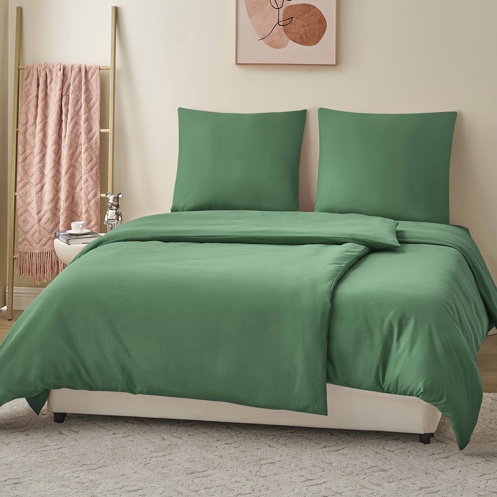 Juego de cama de 3/4 piezas, incluye funda nórdica 100 % algodón - Ropa de cama suave para toda estación, resistente a la luz, diseño con cremallera, tejido de color liso, varios tamaños (135x200, 155x220, 200x200, 200x220) - Estilo moderno minimalista, d