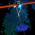 Colección de 9 piezas para ziplining en el patio trasero, que incluye un kit de tobogán de zipline para exteriores, una polea estrecha con un gancho triangular, un juego de cintas planas anaranjadas estrechas, un columpio azul de ABS, una bolsa de almacen