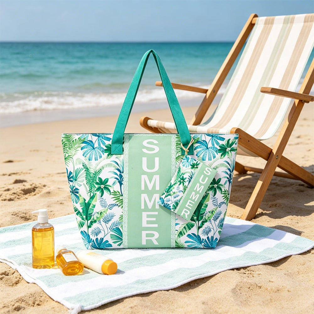 Bolso Tote de Playa con estampado veraniego, amplio y espacioso, bolso de gran capacidad para mujer, ideal para playa, piscina, viajes y uso diario