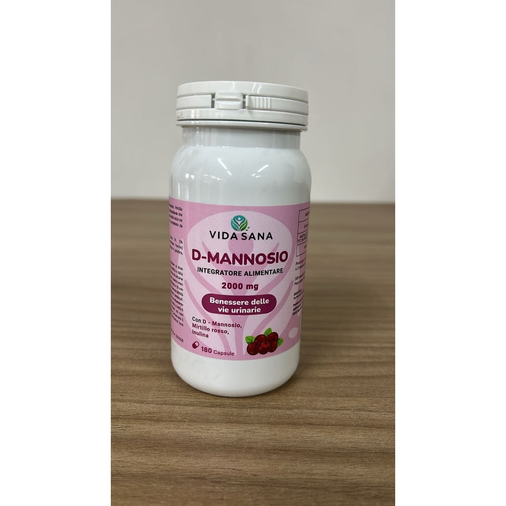 D-Mannosa Pura 2200 mg con Extracto de Arándano – 180 Cápsulas Naturales Hechas en Italia – Envío Rápido desde Almacén Local