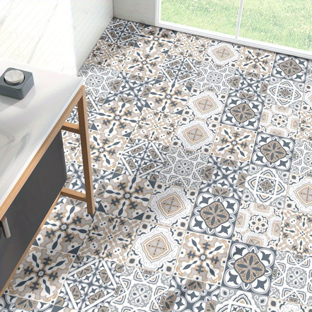10 piezas, Pegatinas de Azulejos Impermeables para Baño, Inodoro y Sala de Estar - Antideslizantes, Autoadhesivas, Resistentes al Aceite y Fáciles de Colocar - Ideales para Crear un Suelo Elegante y Duradero