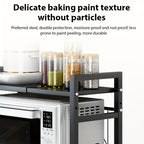 Estante de microondas ajustable y expandible - Estante de encimera de acero al carbono resistente para almacenamiento de cocina, utensilios y organizador de vajilla, ancho ajustable de 40-64 cm, altura ajustable de 32-2 cm - Diseño que ahorra espacio para