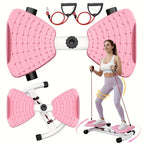Equipo de fitness giratorio de cintura para uso doméstico, quemador de grasa abdominal, equipado con bandas de resistencia, tabla de ejercicios silenciosa y antideslizante para entrenamiento de core, piernas y glúteos (capacidad de peso 136 kg - rosa - mo
