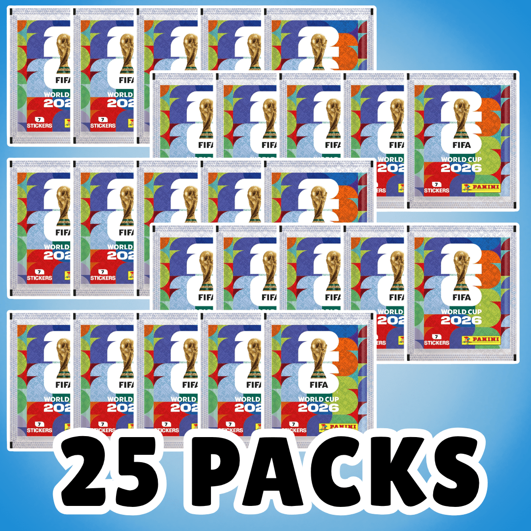 25X Panini Copa Mundial de Fútbol 2026 Paquetes de Stickers Aleatorios - 25 Bolsas Selladas, 175 Stickers Aleatorios