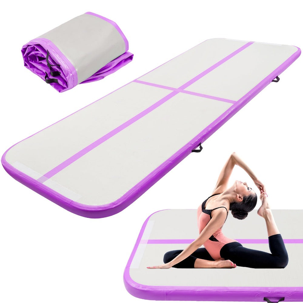 Colchoneta de aire de PVC de 10FT | 3m×1m×10cm Colchoneta inflable para gimnasia y acrobacia para entrenamiento de yoga, color sólido en, púrpura, verde fluorescente - Youyijia
