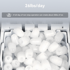 Máquina de cubitos de hielo LEENON, productora de cubitos de hielo de 12 kg, 8 cubitos listos en 6 minutos, máquina de cubitos de hielo negra con asa portátil, 12 kg/24 H, máquinas de cubitos de hielo autolimpiables
