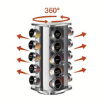 Miorkly Estante de Especias Cuadrado con 12/20 Tarros, Carrusel Giratorio 360° en Acero Inoxidable para Organizar Condimentos, Soporte Vertical y Dispensadores Incluidos