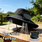 Sombrero de pesca para hombre de ala ancha con ventilador solar, incluye 2 ventiladores, recargable, ala grande, fresco y transpirable, apto para diversas ocasiones: correr, acampar, pescar, viajar