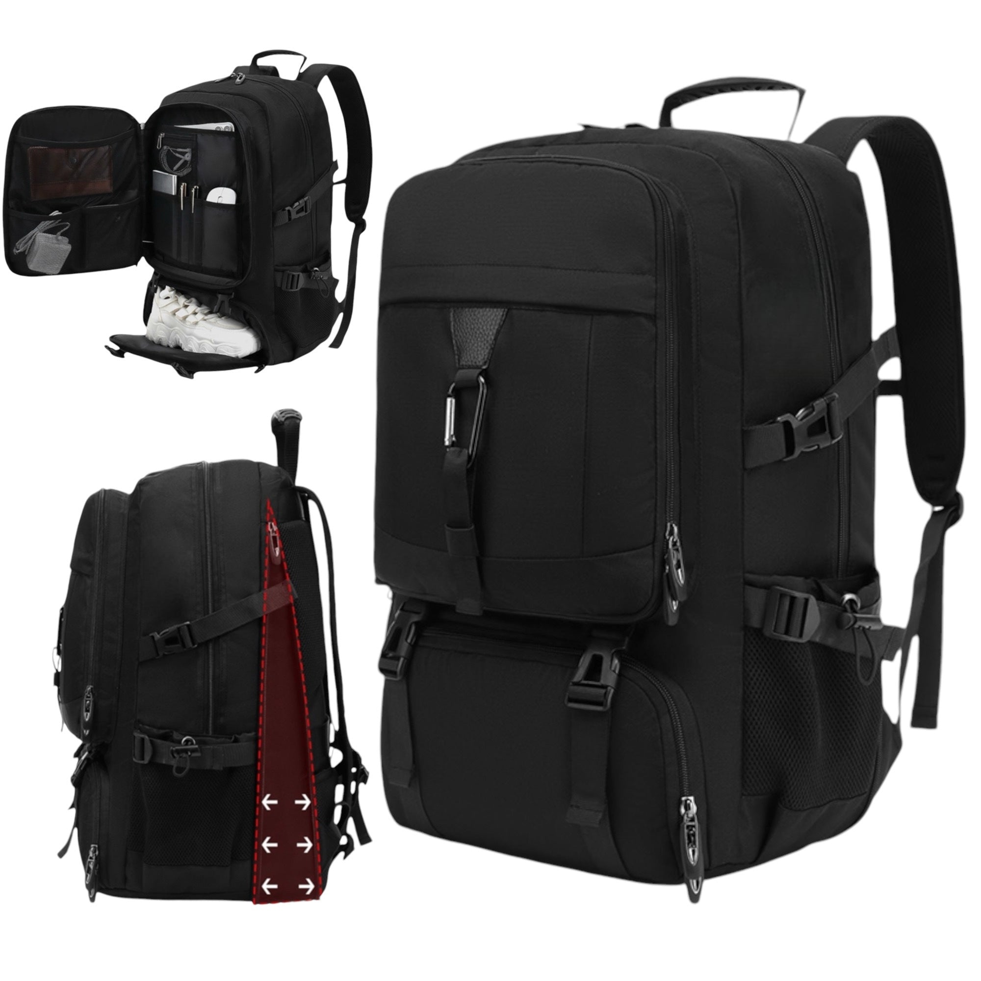 Mochila de Viaje para Cabina de Avion 45x30x20 para Vuelo Barato Equipaje de Mano y Espaciosa con Compartimento para Zapatos y Mochila Antirrobo Multifuncional para Viajes 2210.