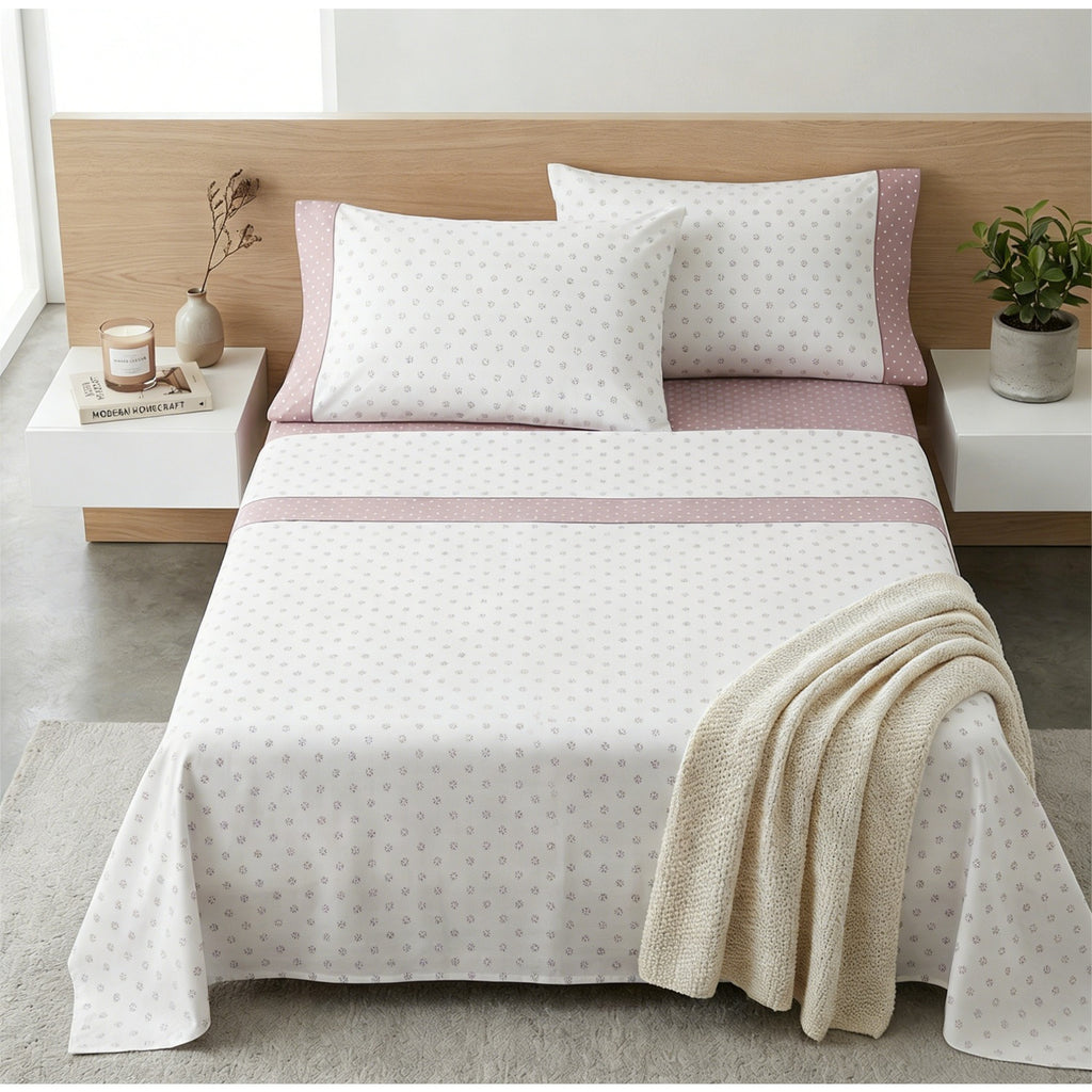 Juego de cama de 3/4 piezas apto para todas las estaciones, que incluye una sábana, una sábana ajustable y fundas de almohada. Medidas: 90 cm, 105 cm, 135 cm, 150 cm y 180 cm