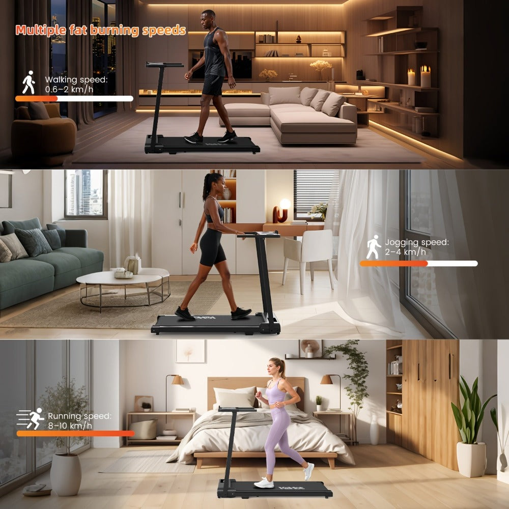 Cicloergo Plegable, Cicloergo 2 en 1, Cicloergo para Casa, Máquina de Correr y Caminar, Cicloergo Silencioso, Cicloergo Compacto, Altavoces Inalámbricos, Pantalla LED, Velocidad Ajustable, Motor de 2.0HP, Equipo de Gimnasio en Casa, Máquina de Correr Pleg
