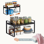 Organizador de Estantes de Cocina Metálicos Ajustables y Expandibles, Estante de Especias para Alacenas y Encimeras, Ideal para Despensa, Baño - Estantes de Soporte Superior Multiusos, Organizadores y Almacenamiento de Cocina, Estantes de Utilidad